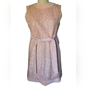 Vintage 1960's Pink Sequin Wool Beaded Muni Dress Tunic Small 4 6